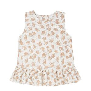 NWT Rylee & Cru Girls Sz 10-12 Y Carrie Blouse Top Shirt Palm Linen Blend
